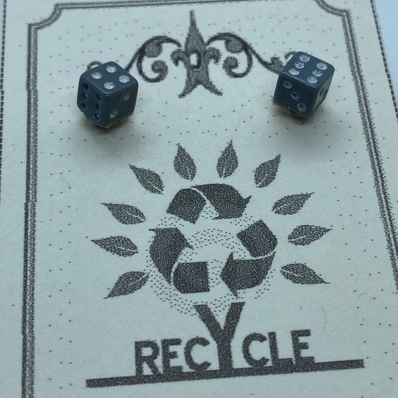 Gray Mini Dice Earrings Handmade - Picture 6 of 8